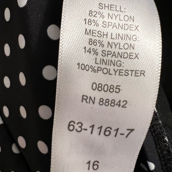 NWT Swimsuits for All Ladies Sz 16 Squareneck Black & White Polka Dot Swimdress - Picture 8 of 16